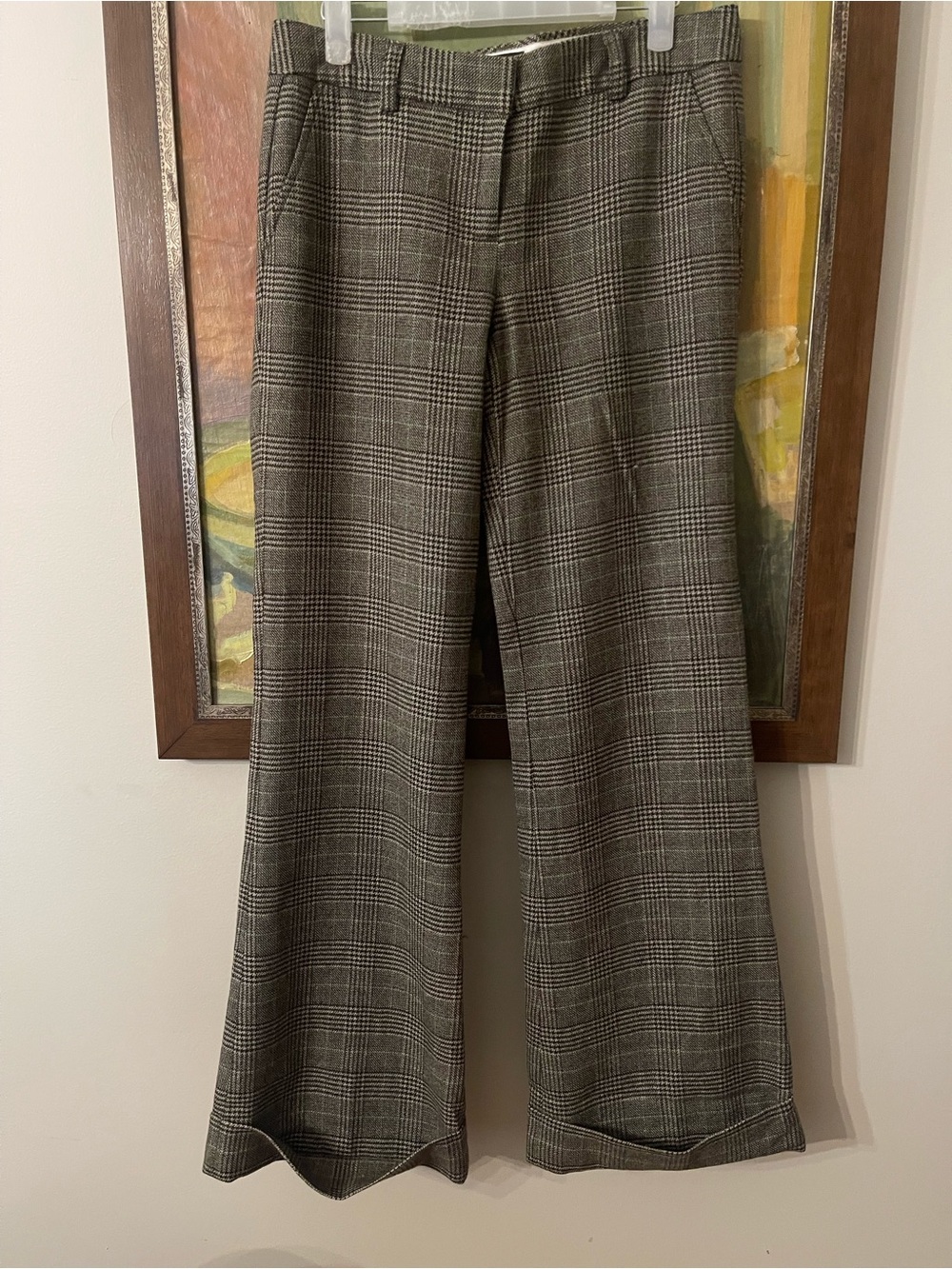 J. Crew Wide Leg Plaid Pants in Gray City Fit